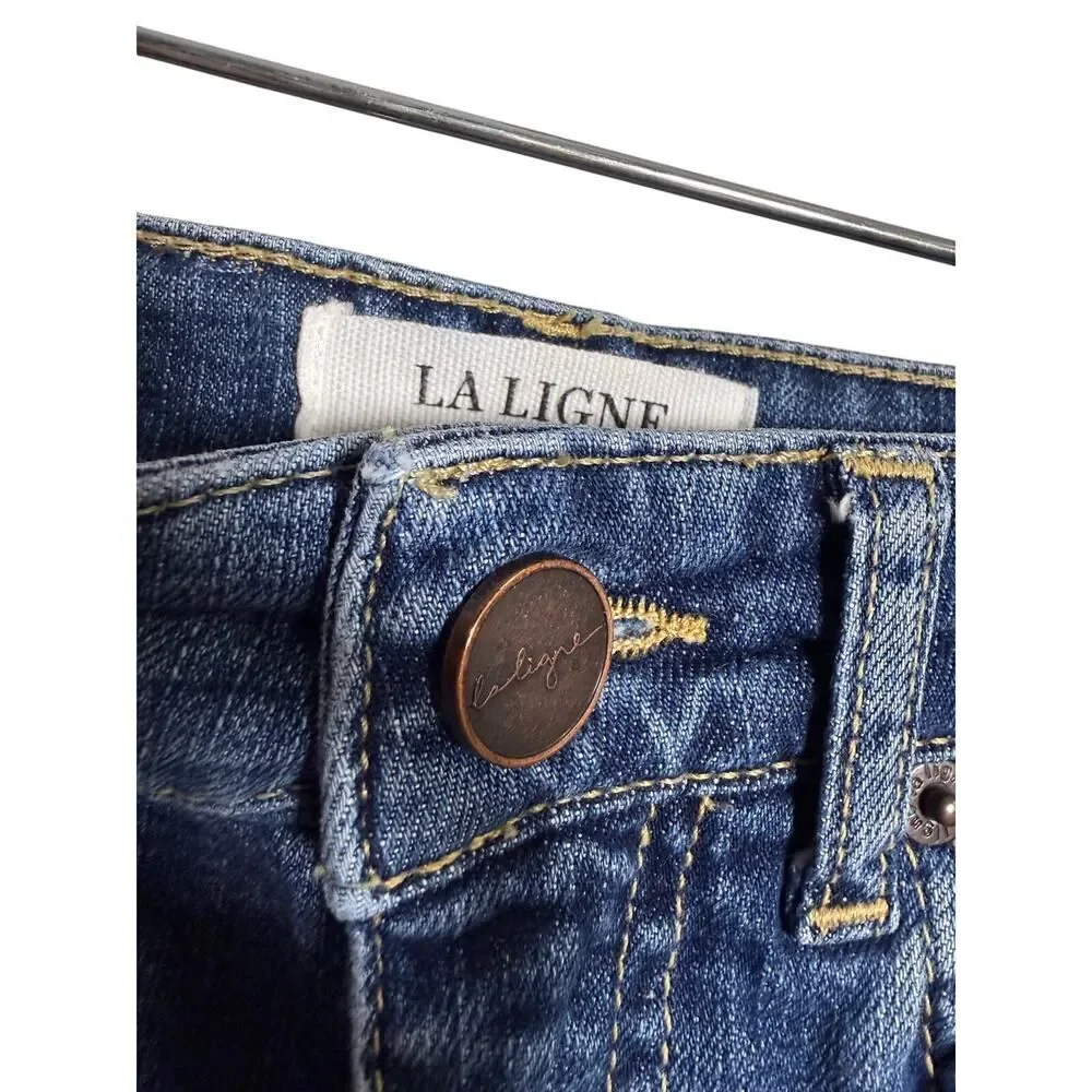 La Ligne Meredith High Rise Cropped Flare Jeans Women's Sz. 24 - Picture 4 of 7